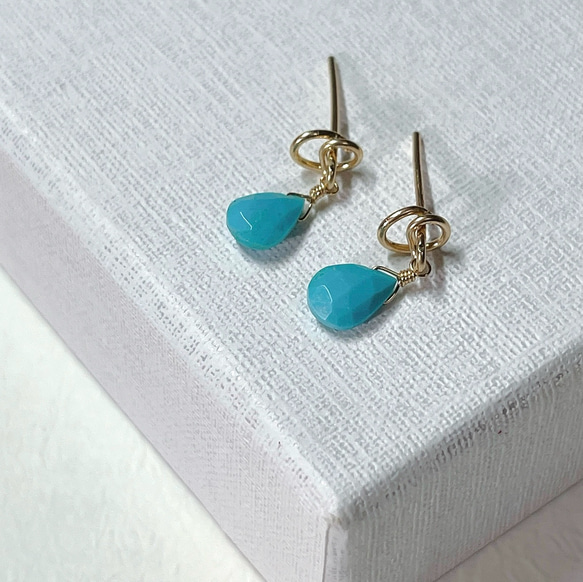 14kgf＊アリゾナ産スリーピングビューティ ターコイズ ピアス