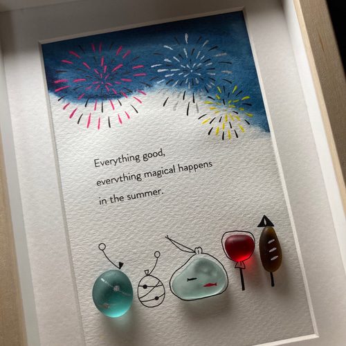 シーグラスアート「夏祭り」 その他アート ゆきみ工房 通販 14329010