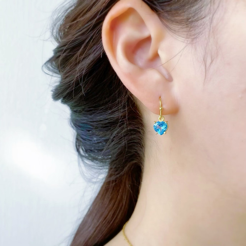 ハート型♡極上スイスブルートパーズのピアス/イヤリング -Clarith