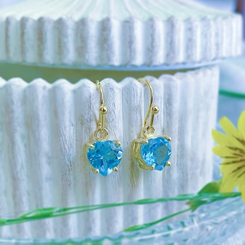 ハート型♡極上スイスブルートパーズのピアス/イヤリング -Clarith