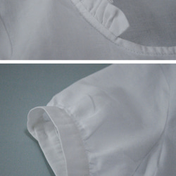 綿麻素材　襟元フリル付き大人可愛い半袖トップス♪ 10枚目の画像