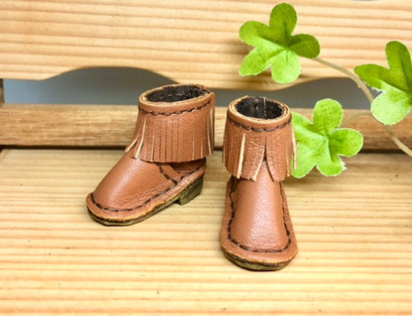 森き　ショートフリンジブーツ　ウエスタン　miniature boots. 1枚目の画像