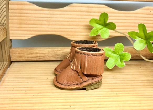 森き　ショートフリンジブーツ　ウエスタン　miniature boots. 2枚目の画像