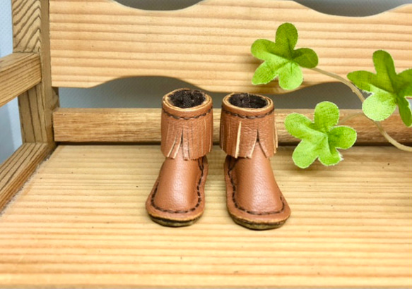 森き　ショートフリンジブーツ　ウエスタン　miniature boots. 3枚目の画像
