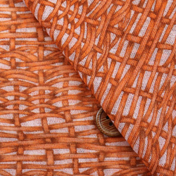 パワーネットプリント生地　かご編み柄　オレンジ　（約108ｃｍ×約50ｃｍ）　【ハンドメイドのための小さな布】p2045 2枚目の画像