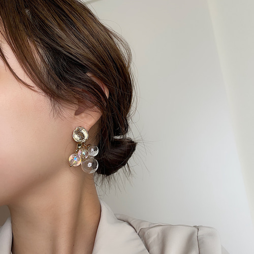 940】ガラスドームのピアス／イヤリング／フープピアス 【公式通販】