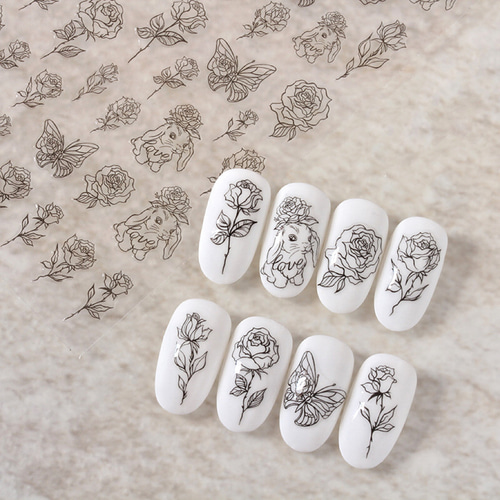 切り取り不要【ネイルシール】薔薇 バラ レジンシール ネイル