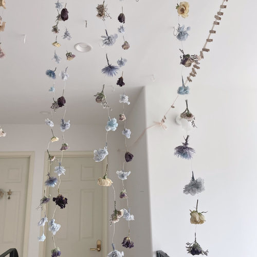 ドライフラワー♡ガーランド♡ボリュームいっぱい水色【220】 ドライフラワー♡ガーランド♡ボリュームいっぱい水色【220