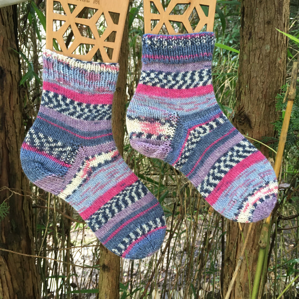 ドイツopalの毛糸で編んだ靴下　22〜24cm 5枚目の画像