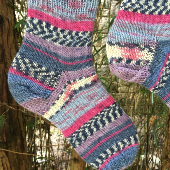 ドイツopalの毛糸で編んだ靴下　22〜24cm 3枚目の画像