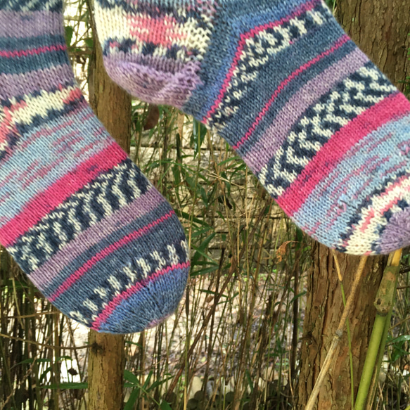 ドイツopalの毛糸で編んだ靴下　22〜24cm 4枚目の画像
