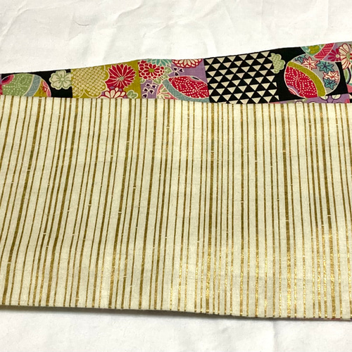 市松模様に配置された古典柄 半幅帯リバ長尺 和装小物（帯・半襟） お