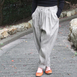 UZUiRO/ウズイロ　ちょうちんパンツ/グレー/三河木綿刺し子織り　藍染め　F ちょうちんパンツ/グレー/三河木綿刺し子織り