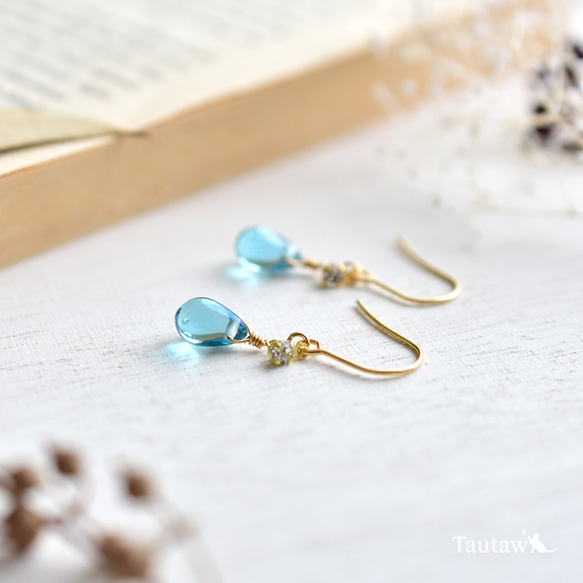 チェコビーズスカイブルー系ピアス・イヤリング 期間限定