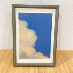 空と雲　イラスト　A4サイズ　ポスター　かわいい　おしゃれ　和紙　インテリア 5枚目の画像