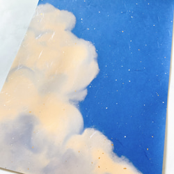 空と雲　イラスト　A4サイズ　ポスター　かわいい　おしゃれ　和紙　インテリア 4枚目の画像