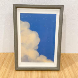 空と雲　イラスト　A4サイズ　ポスター　かわいい　おしゃれ　和紙　インテリア 6枚目の画像
