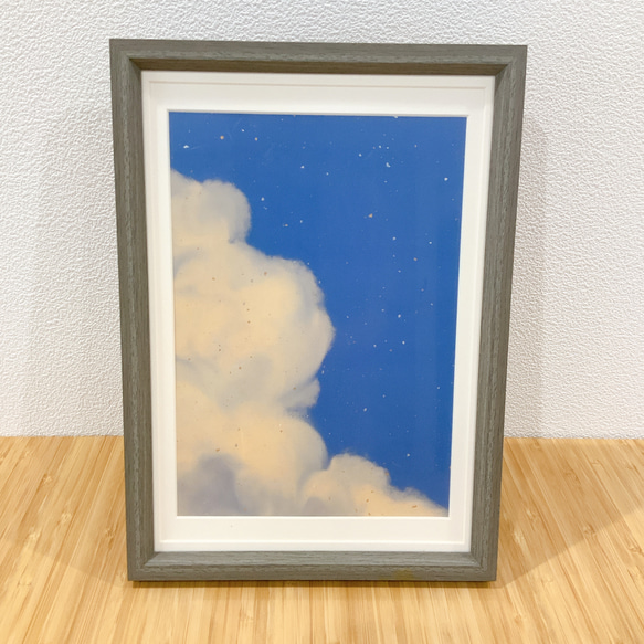 空と雲　イラスト　A4サイズ　ポスター　かわいい　おしゃれ　和紙　インテリア 7枚目の画像