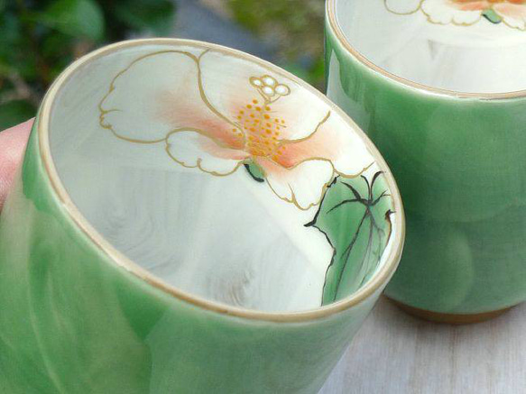 ◆產品編號 6316 Fuyo Oribe 情侶茶杯 陶瓷豆沙 第3張的照片