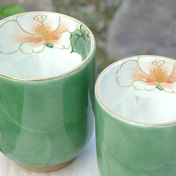 ◆產品編號 6316 Fuyo Oribe 情侶茶杯 陶瓷豆沙 第5張的照片