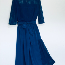 受注制作　　爽やかなブルーのウエストギャザーたっぷりlongスカート 3枚目の画像