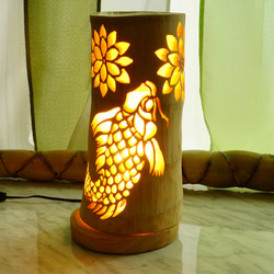 ◇全面彫◇竹灯り・竹あかり・竹灯籠 ～～ 癒しの灯り ☆紅葉と秋桜