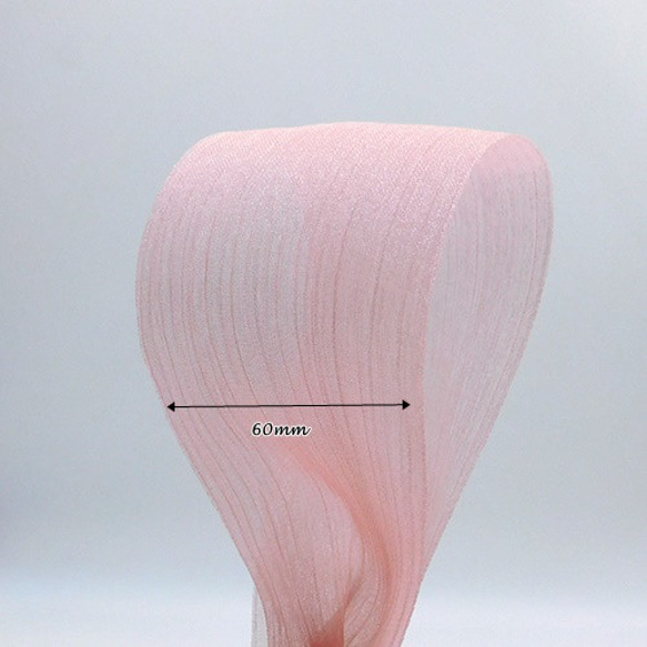 ストライプボイルリボン（Silver × Pink） 60mm ×2ｍ 4枚目の画像