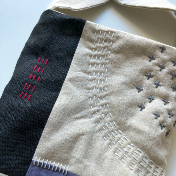 送料無料⭐︎新作⭐︎パッチワークトートバッグ⭐︎刺し子刺繍入り 7枚目の画像