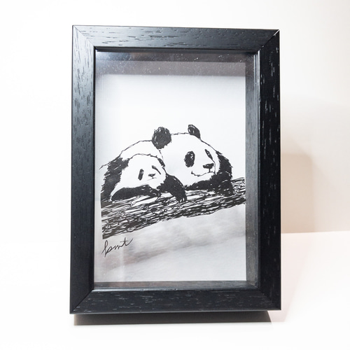 切り絵＜パンダの親子＞インテリア プレゼント ギフト creema限定 切り