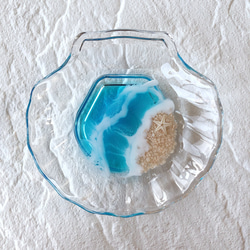 透明感抜群♪ヒトデが佇むさざ波が幻想的な海レジンアートの蓋付き