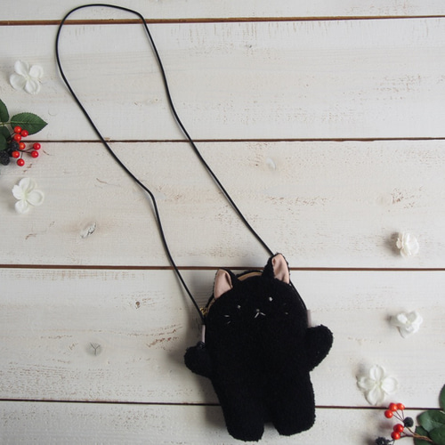 送料無料 黒ねこちゃん ぬいぐるみポシェット ポシェット 送料無料 黒ねこちゃん ぬいぐるみポシェット ポシェット