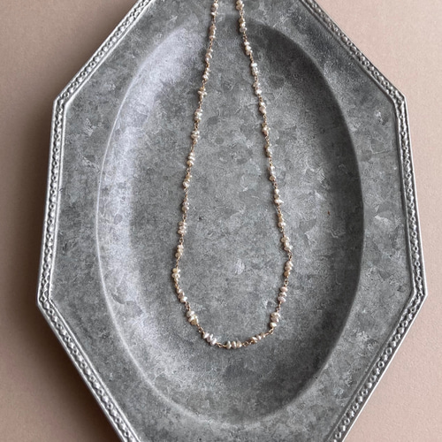 1718〕K10 アコヤケシパール ショートネックレス ネックレス