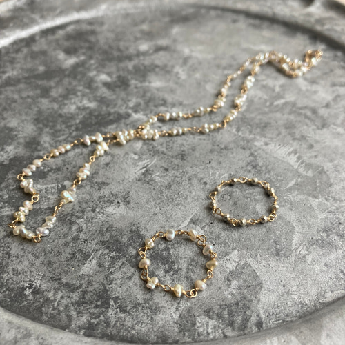 1718〕K10 アコヤケシパール ショートネックレス ネックレス