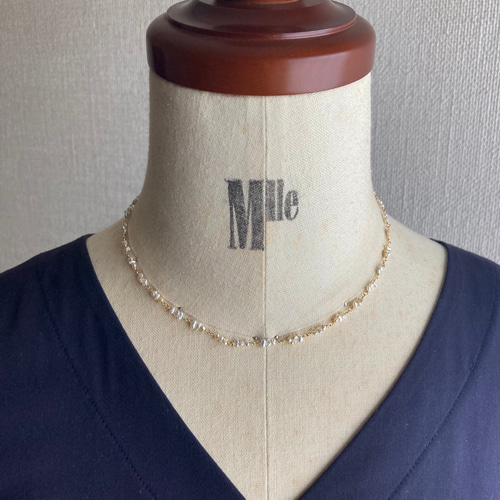 くもりちゃん】K10 日本産あこや貝 ケシパール ネックレス くもり