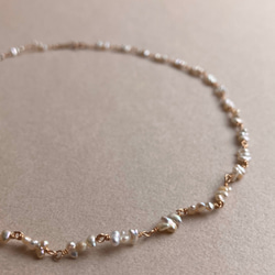 1718〕K10 アコヤケシパール ショートネックレス ネックレス