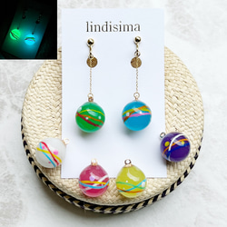 暗闇で光る！レトロかわいいヨーヨーピアス・イヤリング 選べるカラー