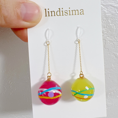 ピアス　ヨーヨー　３点おまとめ 642】《12mm玉》風船ヨーヨーピアス 水風船/お祭り/カラフル