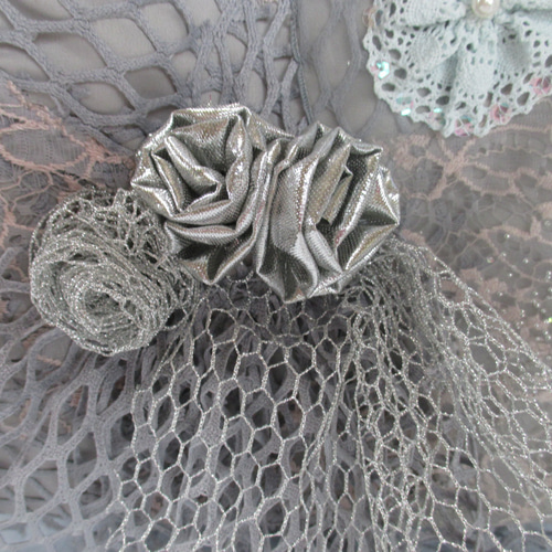 81 創作バッグ コラージュ トートバッグ レース チュール ビーズ