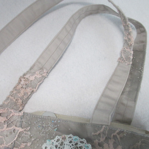 81 創作バッグ コラージュ トートバッグ レース チュール ビーズ