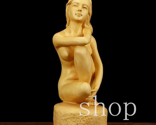 MD438 最高品質 木彫 西洋美人 天女 少女 美人 美女 裸婦像 女性