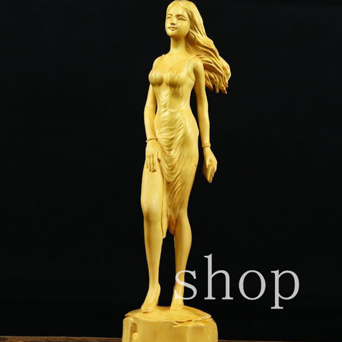 MD433☆極美精品 美人東洋風水木彫`美女 裸婦像 女性 工芸 置物 人形