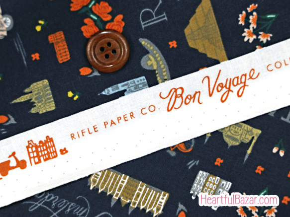 [再入荷]USAコットン(110×50) COTTON+STEEL Bon Voyage トラベラー ネイビー 3枚目の画像