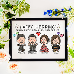 似顔絵 結婚式両親贈呈品・ 子育て感謝状・2名・感謝状 【画風