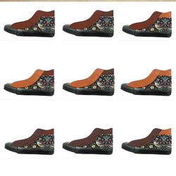 【受注制作】カラーオーダーいちご泥棒牛革パッチワーク靴 HI 黒ソール 7枚目の画像