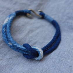 藍染絞り染腕輪円股純綿銅鉤日系藍染手紐カップル 4枚目の画像