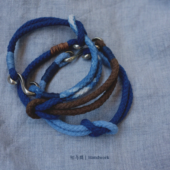 藍染絞り染腕輪円股純綿銅鉤日系藍染手紐カップル 10枚目の画像