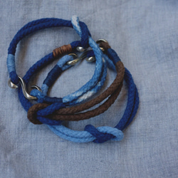 藍染絞り染腕輪円股純綿銅鉤日系藍染手紐カップル 9枚目の画像