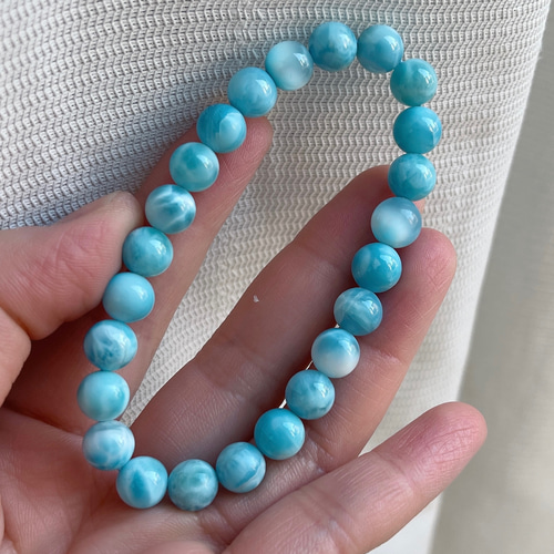 10mm-31.2g 天然無処理ラリマー ブレスレット - ブレスレット 