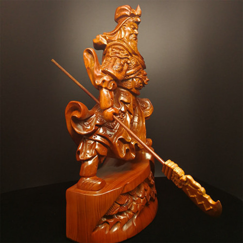 関公聖君 関羽 木彫仏像 極上品 仏師彫り 置物 武財神 仏教工芸品 彫刻