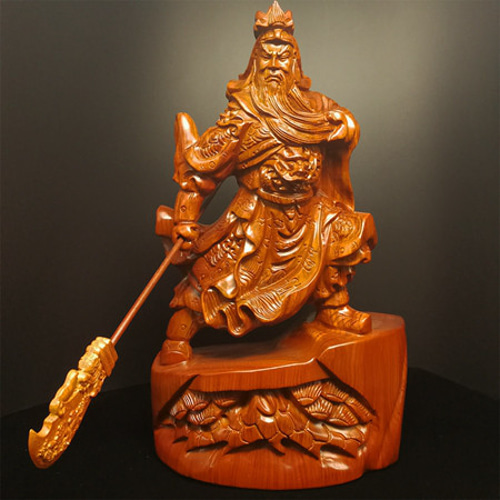 関公聖君 関羽 木彫仏像 極上品 仏師彫り 置物 武財神 仏教工芸品 彫刻